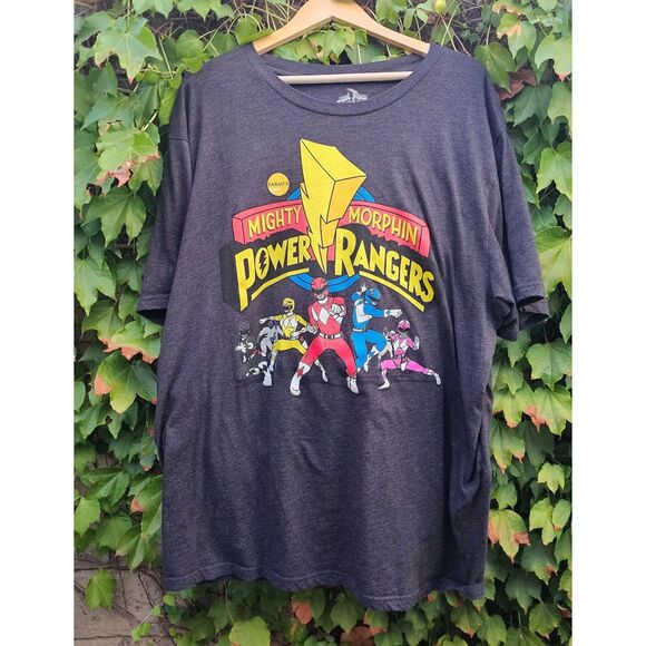 4XL Power Rangers T-Shirt for Men – Saban Official Graphic Tee Dark Heather Gray - Picture 1 of 3